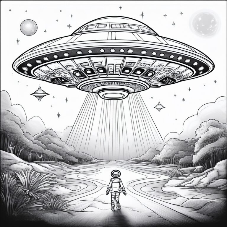 UFO Colouring Sheet 3 (Hard)