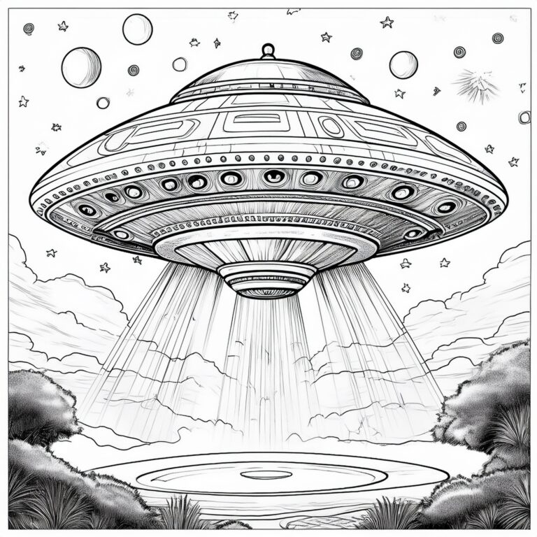 UFO Colouring Sheet 4 (Hard)